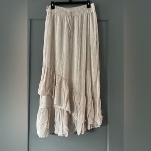 Sonoma Cream & Light Brown Striped Midi Skirt